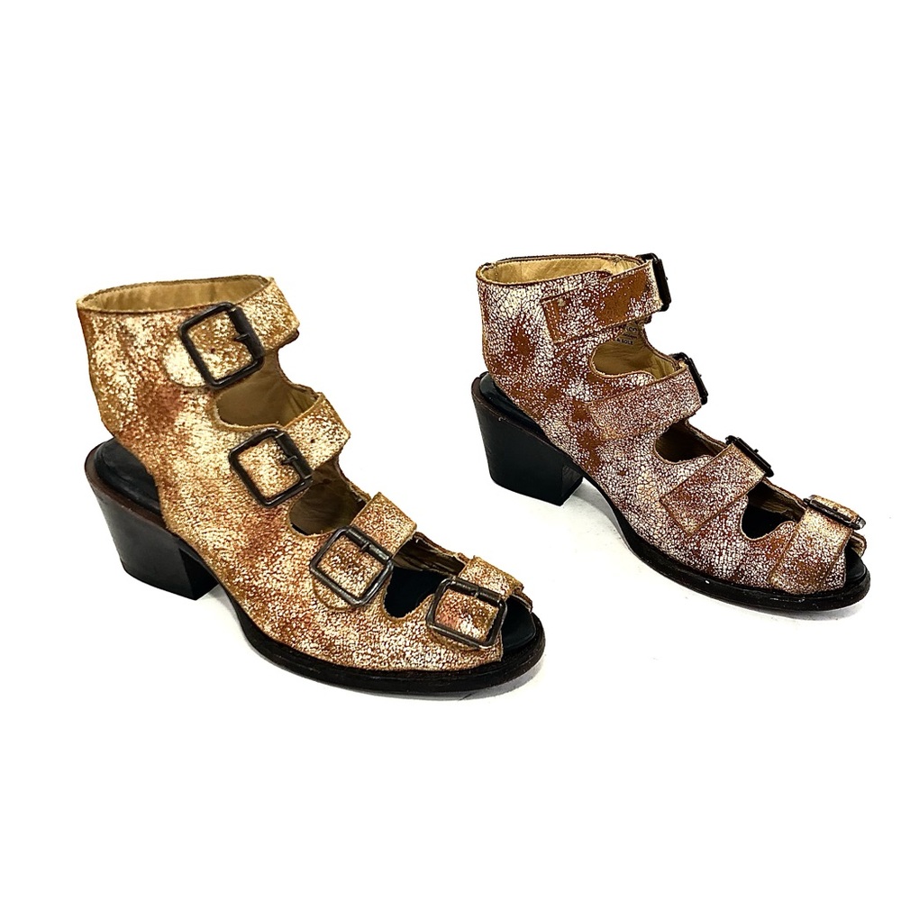 STETSON Distressed Cream & Cognac Leather Sandals